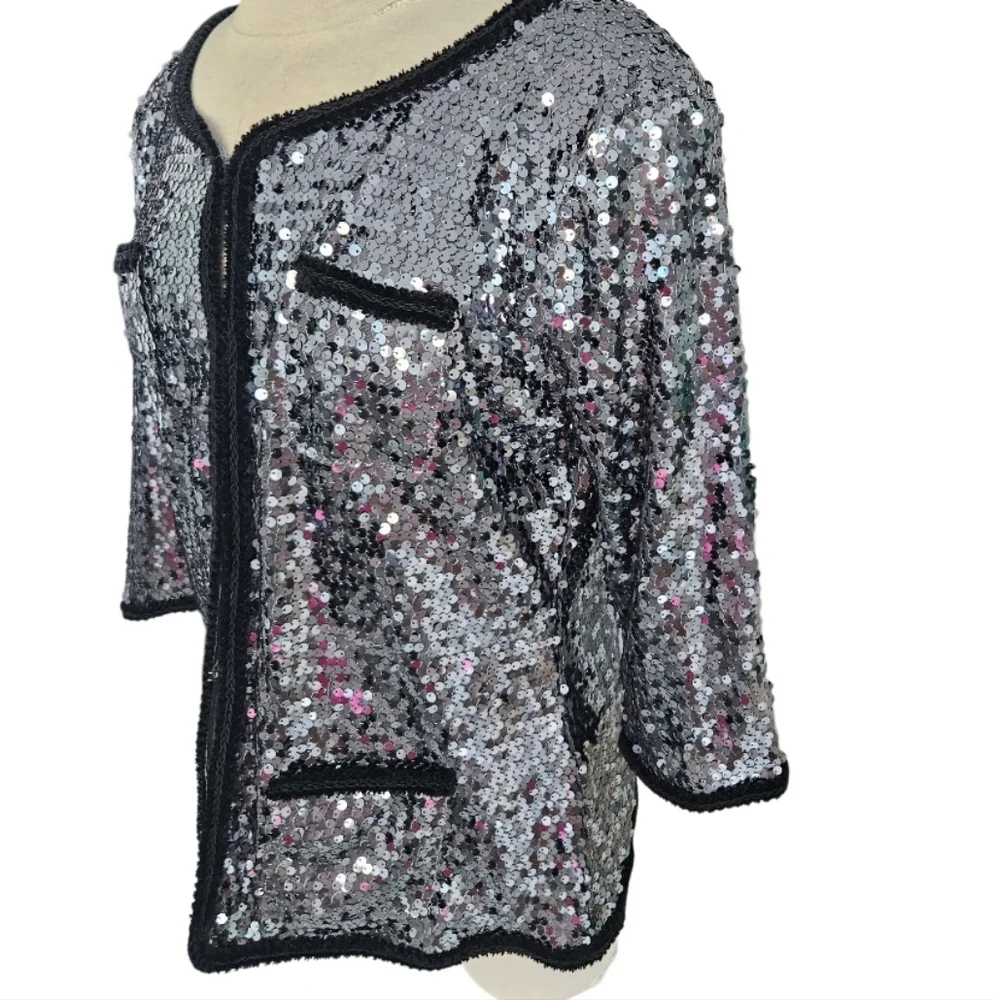 IMAN  Silver Tone Sequins Evening Women's Blazer - Picture 8 of 9